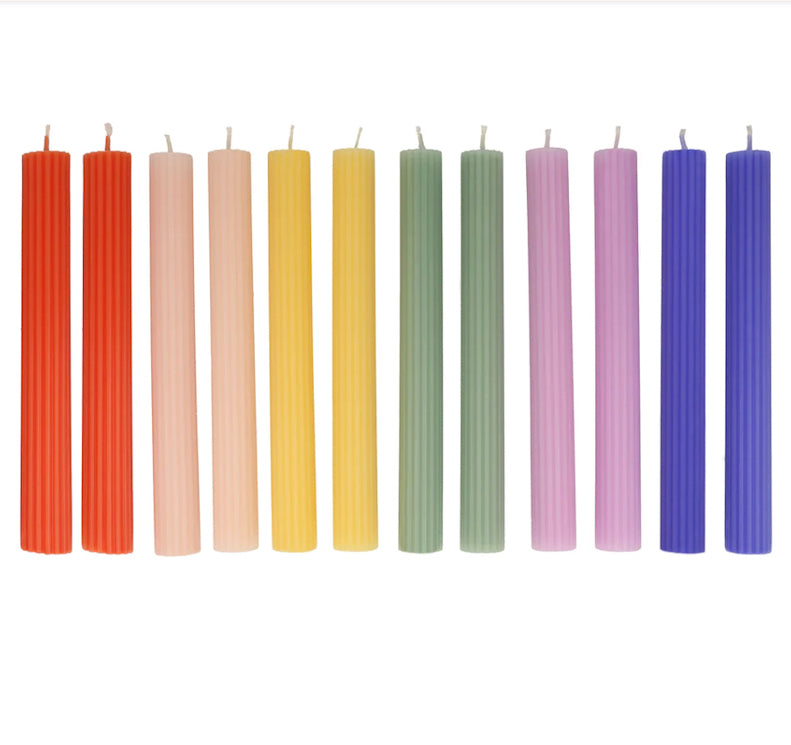 Rainbow Taper Candles Set 12 Paper Trail Rhinebeck